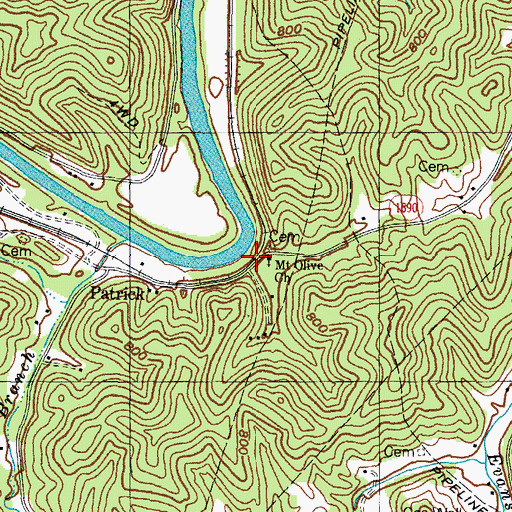 Topographic Map of Patrick Railroad Station (historical), KY