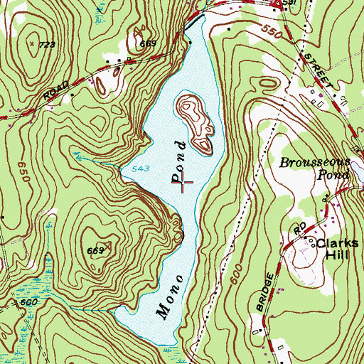 Topographic Map of Mono Pond, CT
