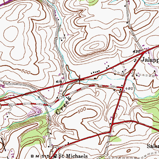 Topographic Map of Wolfe Run, PA