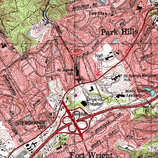Topographic Map of Saint Agnes Church, KY