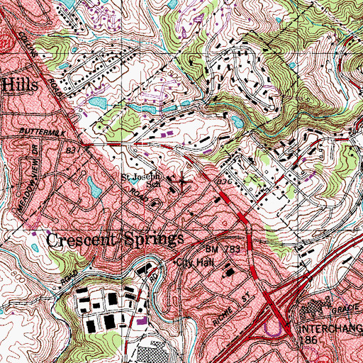 Topographic Map of Saint Joseph Church, KY