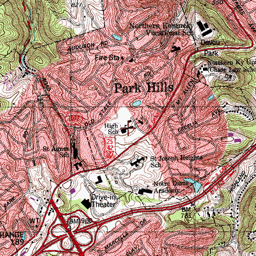 Topographic Map of Covington Catholic High School, KY