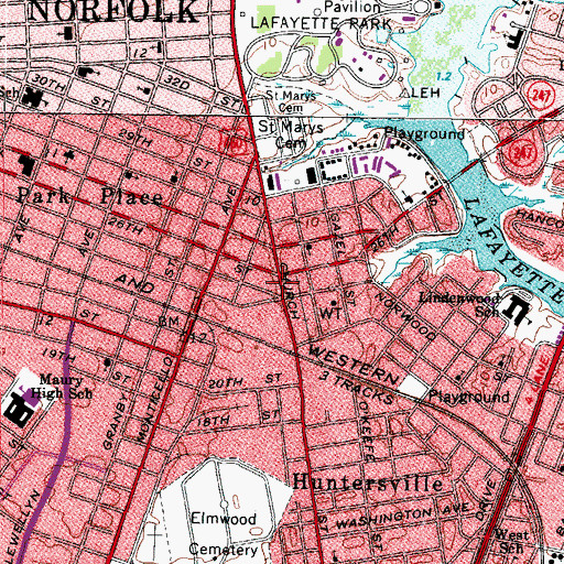 Topographic Map of Norfolk Fire - Rescue Station 2, VA
