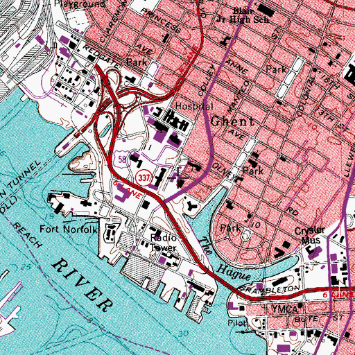 Topographic Map of Norfolk Fire Station Number 3, VA