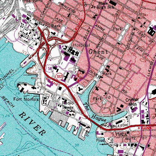 Topographic Map of Norfolk Fire - Rescue Station 6, VA