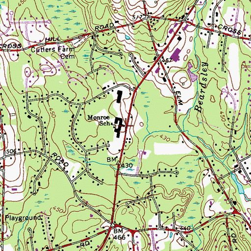 Topographic Map of Monroe Elementary School, CT