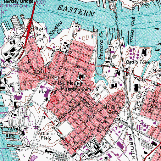 Topographic Map of Norfolk Fire - Rescue Station 8, VA