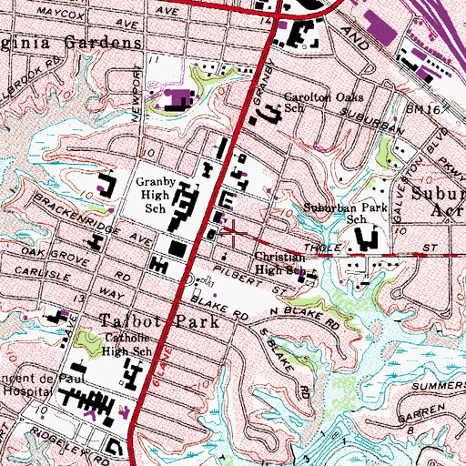 Topographic Map of Norfolk Fire - Rescue Station 9, VA