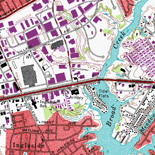 Topographic Map of Norfolk Fire - Rescue Station 10, VA