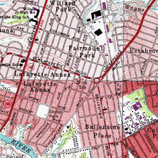 Topographic Map of Norfolk Fire - Rescue Station 11, VA