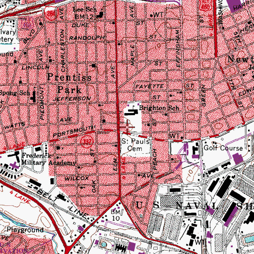 Topographic Map of Prentis Fire Station Number 6, VA