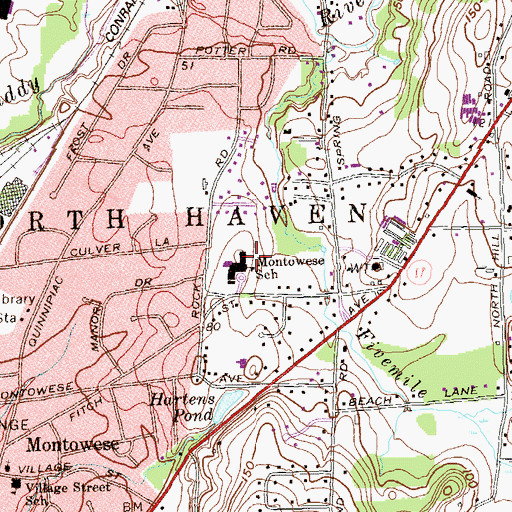 Topographic Map of Montowese Elementary School, CT