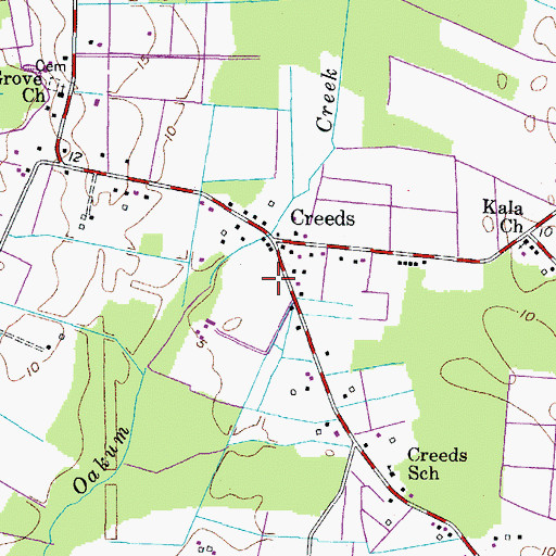 Topographic Map of Virginia Beach Fire Department Station 6 Creeds, VA