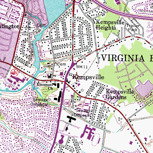 Topographic Map of Virginia Beach Volunteer Emergency Medical Services Station 9 Kempsville, VA