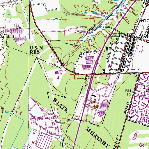 Topographic Map of Virginia Beach Fire Department Station 12 Seatack, VA