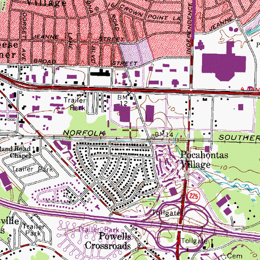 Topographic Map of Virginia Beach Fire Department Station 7 Town Center, VA