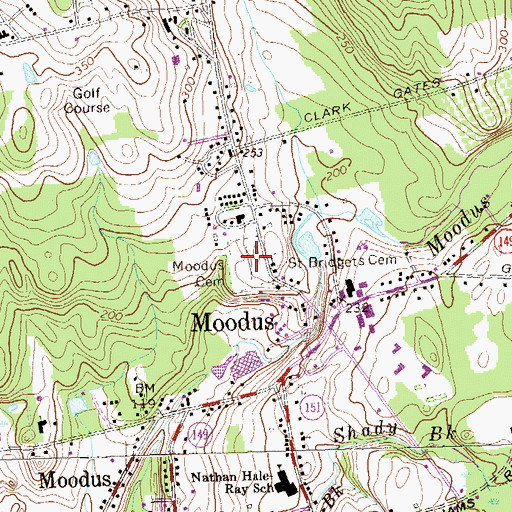 Topographic Map of Moodus Cemetery, CT