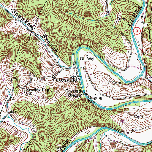 Topographic Map of Yatesville Post Office (historical), KY