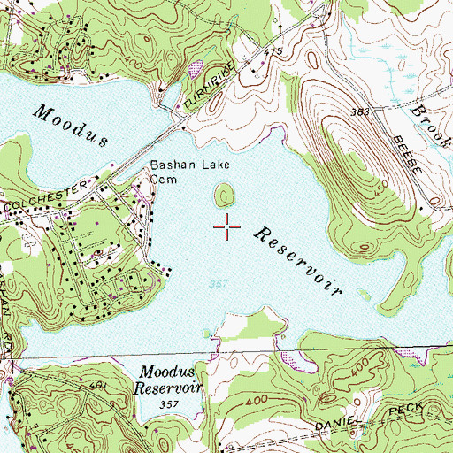 Topographic Map of Moodus Reservoir, CT