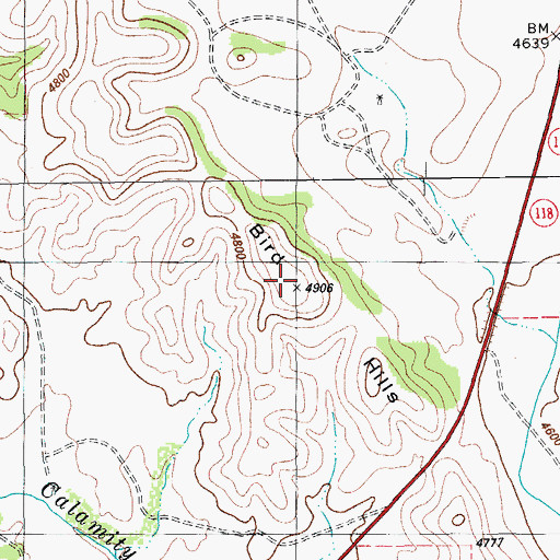 Topographic Map of Bird Hills, TX