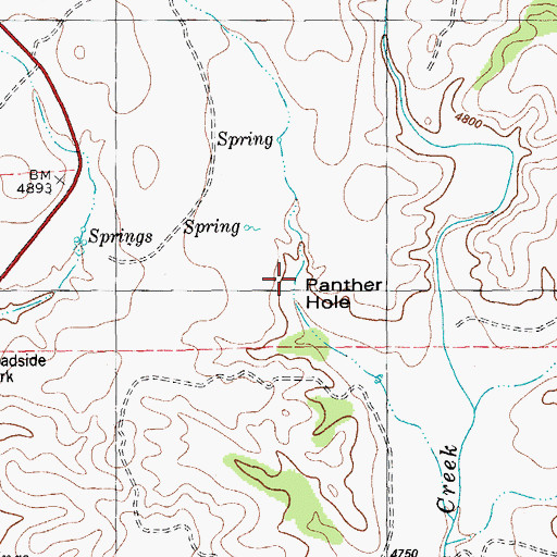 Topographic Map of Panther Hole, TX