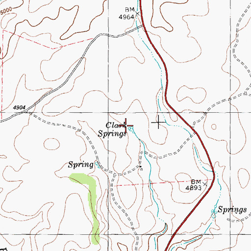 Topographic Map of Clark Springs, TX