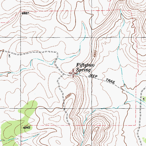Topographic Map of Fiftytwo Spring, TX