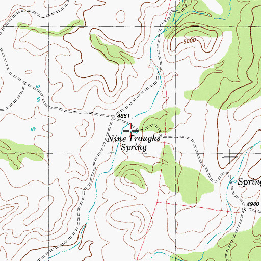 Topographic Map of Nine Troughs Spring, TX