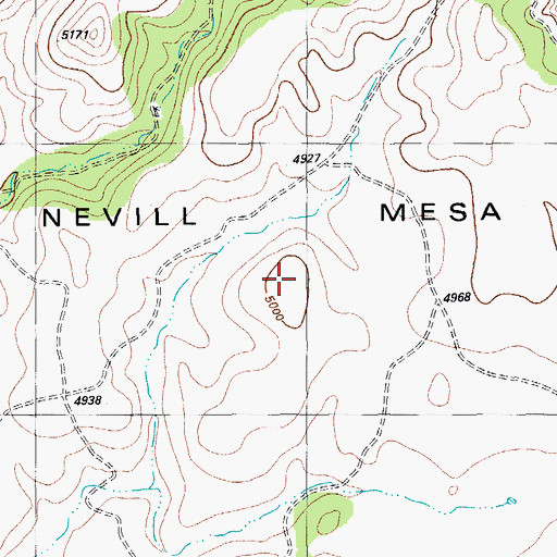 Topographic Map of Nevill Mesa, TX