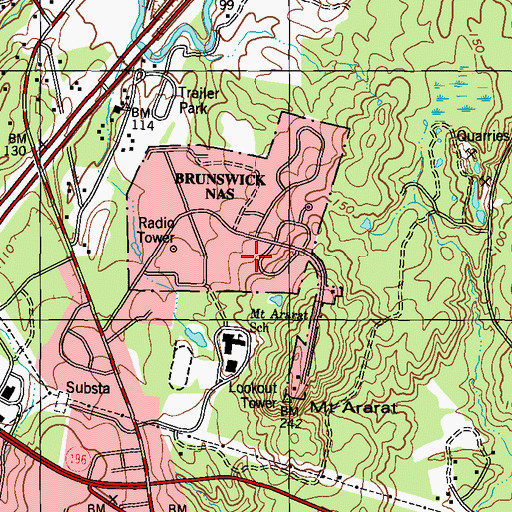 Topographic Map of Topsham Air Force Station (historical), ME