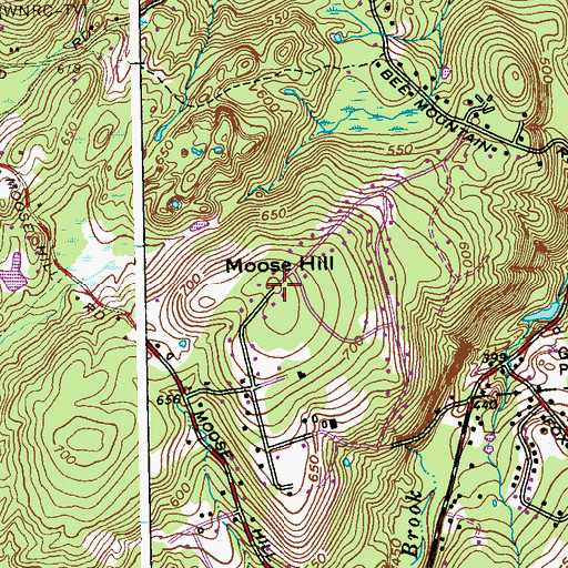 Topographic Map of Moose Hill, CT