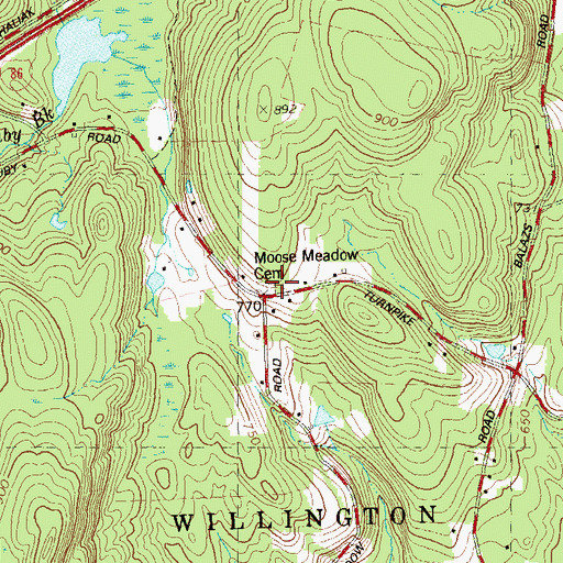 Topographic Map of Moose Meadow Cemetery, CT