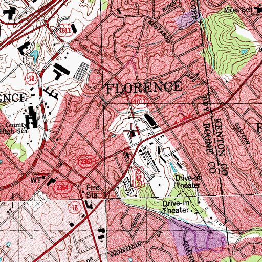 Topographic Map of Florence Post Office, KY