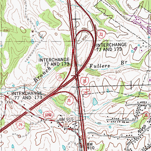 Topographic Map of Interchange 77, KY