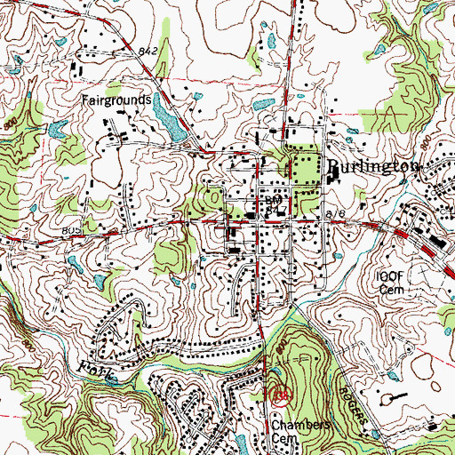 Topographic Map of Burlington Baptist Church, KY