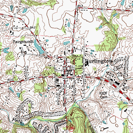 Topographic Map of Burlington Church of Christ, KY