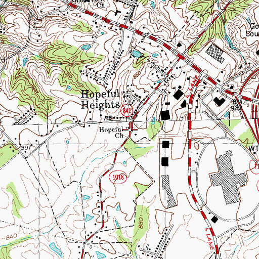 Topographic Map of Hopeful Lutheran Church, KY