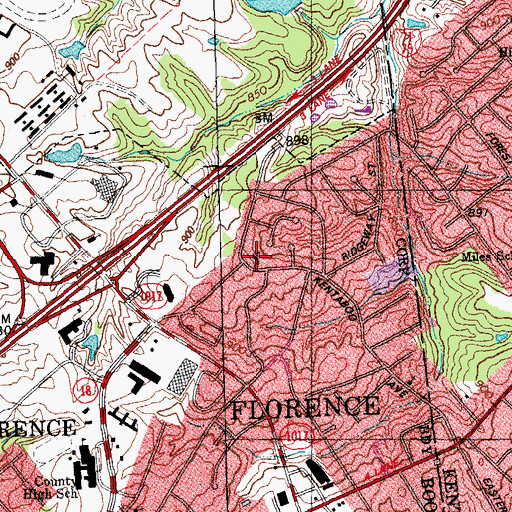 Topographic Map of Kento-Boo Baptist Church, KY