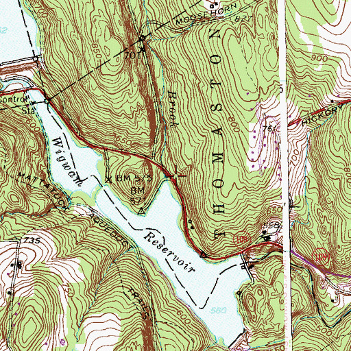 Topographic Map of Moosehorn Brook, CT