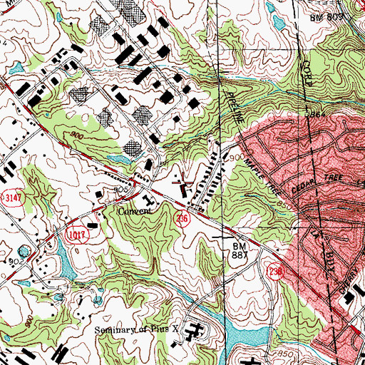 Topographic Map of Mary Queen of Heaven Church, KY