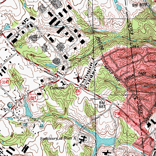 Topographic Map of Mary Queen of Heaven School, KY