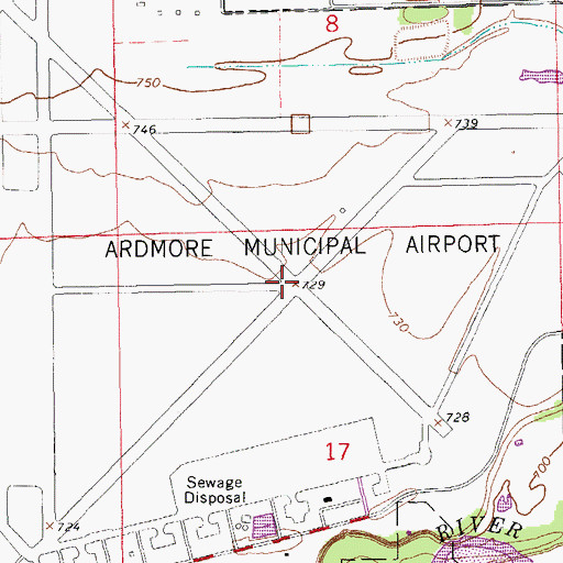 Topographic Map of Ardmore Air Force Base (historical), OK