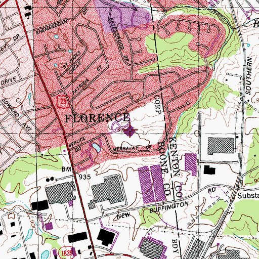 Topographic Map of R A Jones Middle School, KY