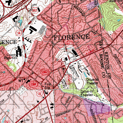 Topographic Map of Boone County Community Center, KY