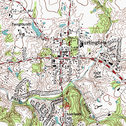 Topographic Map of Boone County Justice Center, KY