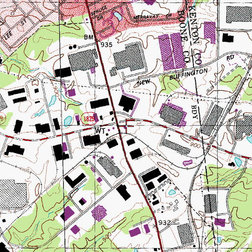 Topographic Map of Florence Fire / EMS Department Station 2, KY