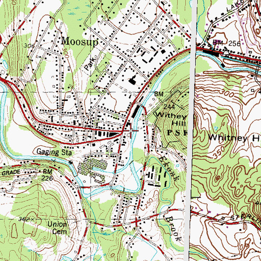 Topographic Map of Moosup, CT