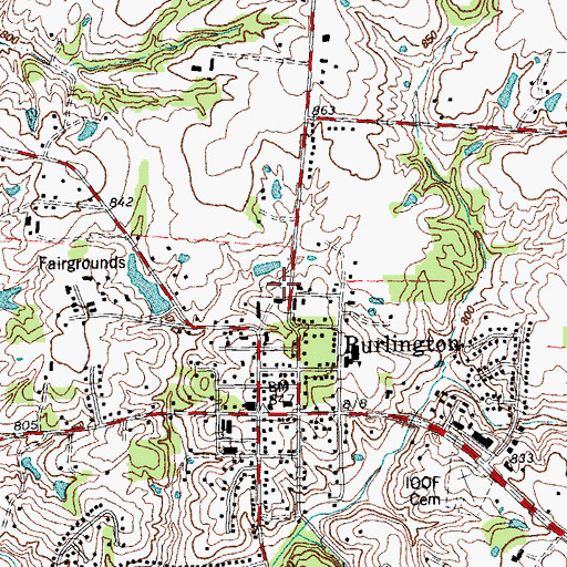 Topographic Map of Old Burlington Cemetery, KY