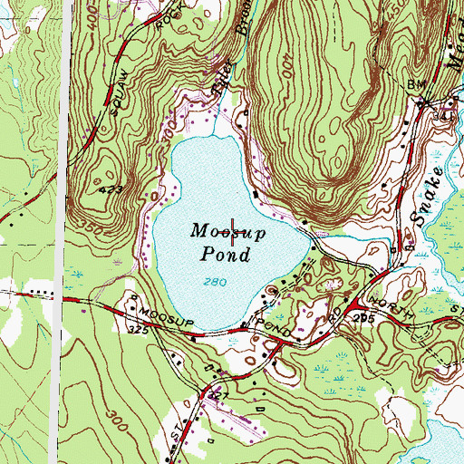 Topographic Map of Moosup Pond, CT