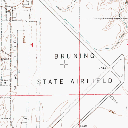 Topographic Map of Bruning Army Air Base (historical), NE
